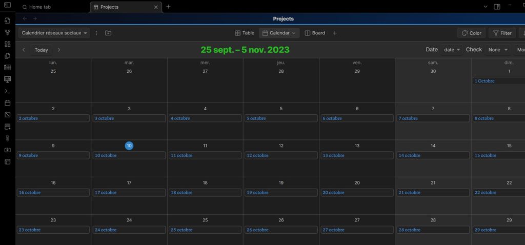 calendrier obsidian